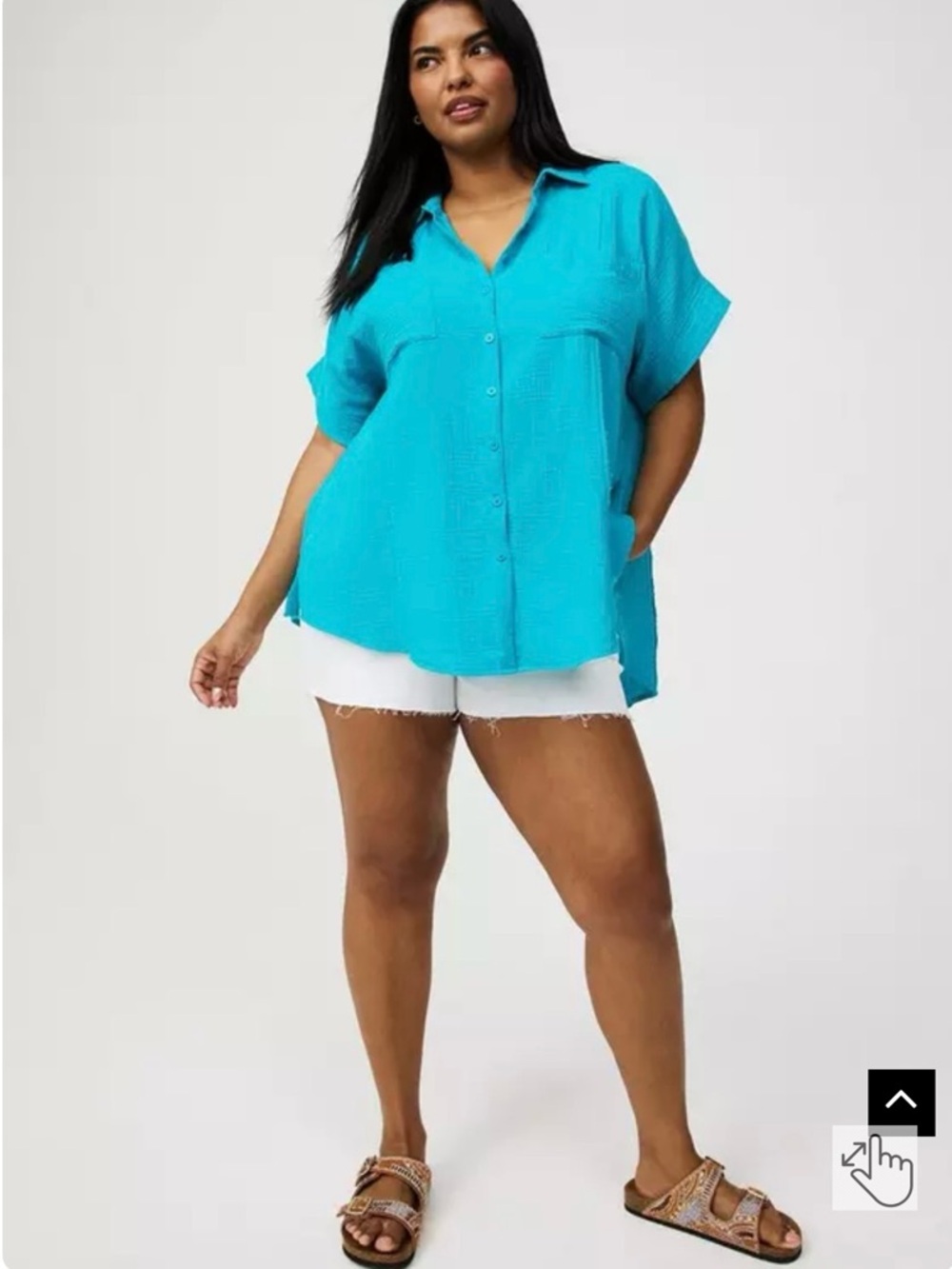 Torrid Relaxed Dolman Cotton Gauze Shirt Size 2 (2X) Color- Bluebird